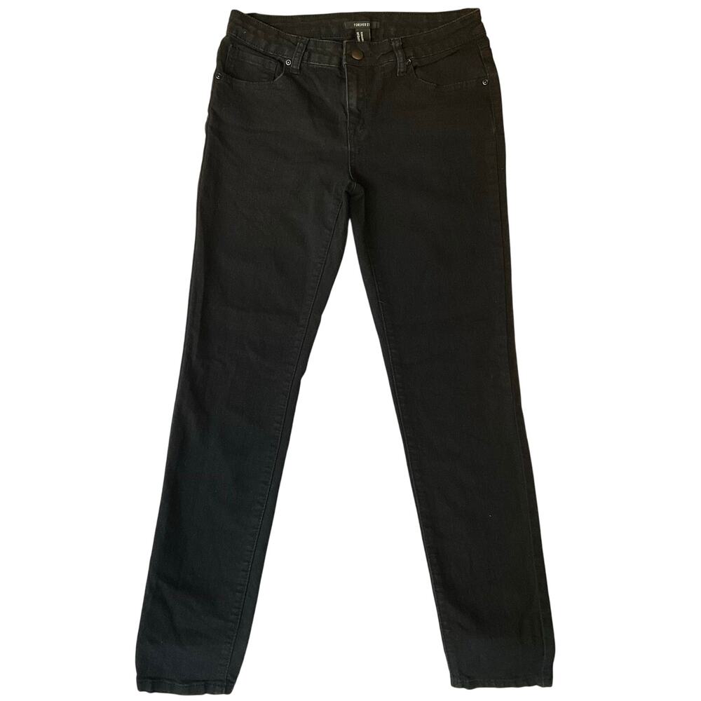 FOREVER 21 Women Skinny Jeans size 27 Black Mid Rise Stretch Boot Cut